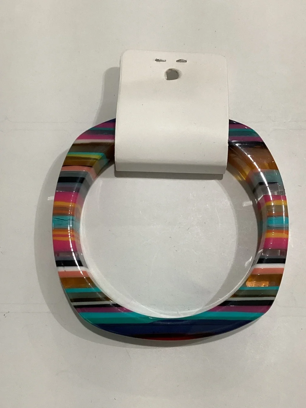 Colorful Striped Resin Bangle Bracelet - Multicolor
